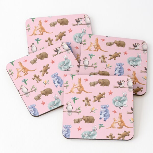 Item preview, Pink Australian Animal pattern designed and sold by StrayLeaves.