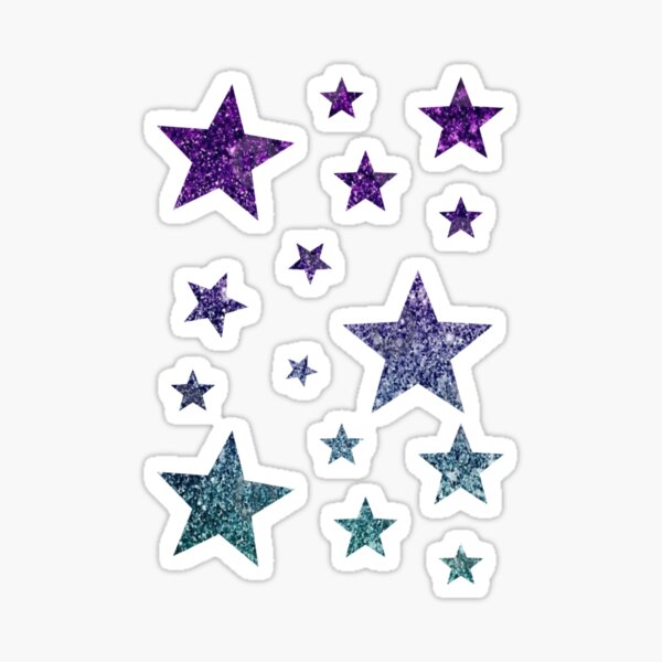 Pastel Purple Teal Ombre Faux Glitter Stars Sticker for Sale by