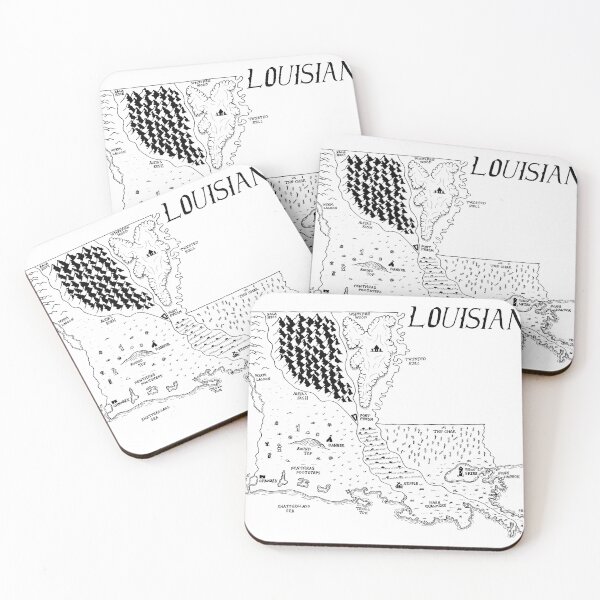 Item preview, Louisiana as a fantasy map - black and white designed and sold by aldayuan.