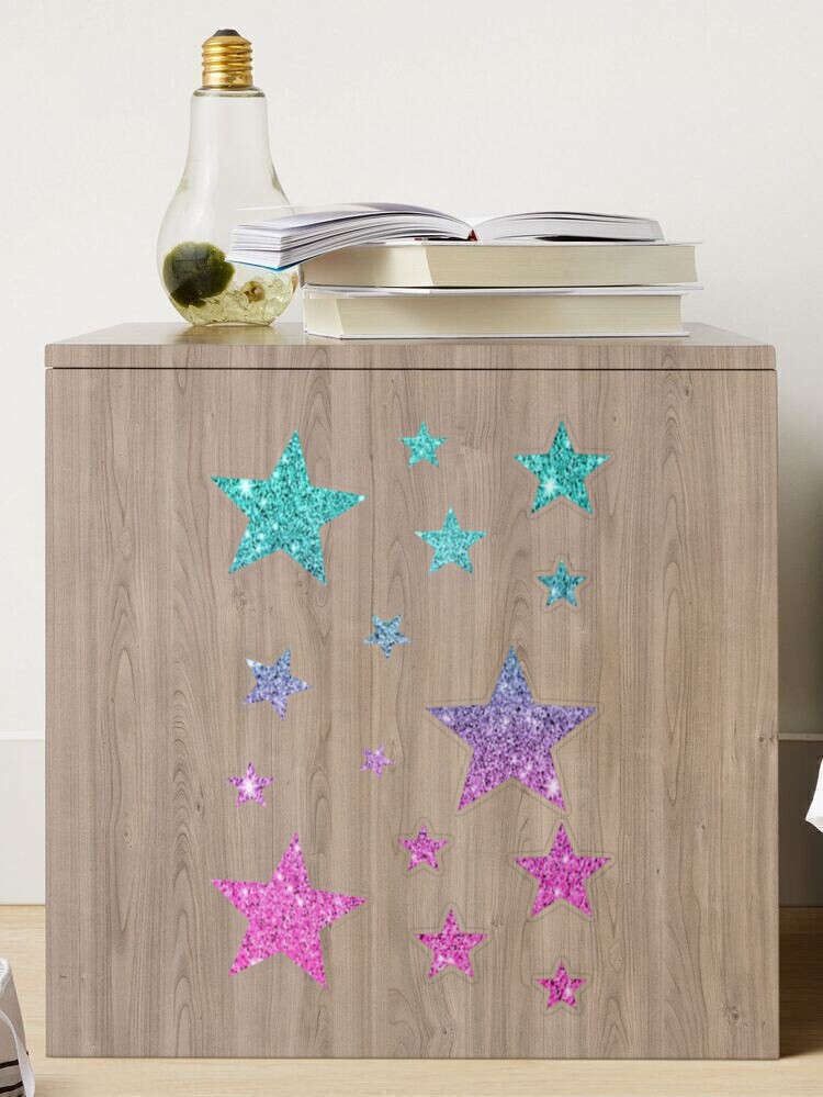 Teal Dark Blue Ombre Faux Glitter Stars Sticker for Sale by