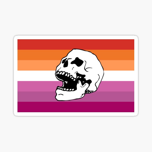 lesbian pride flag skull Sticker