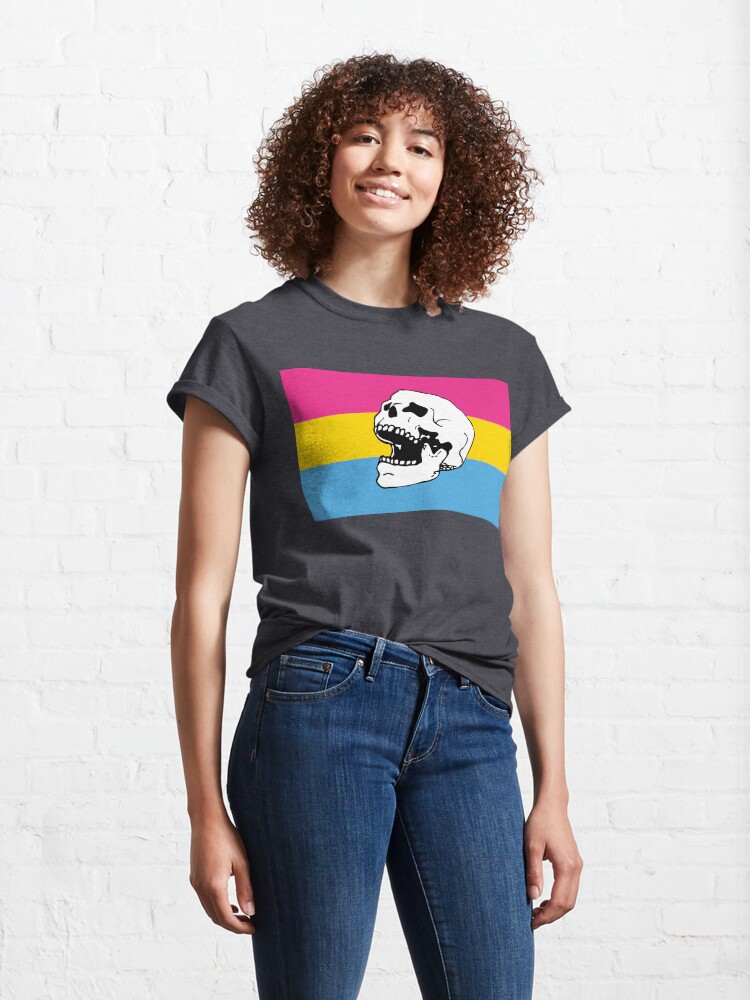 Alternate view of pan pride flag skull Classic T-Shirt