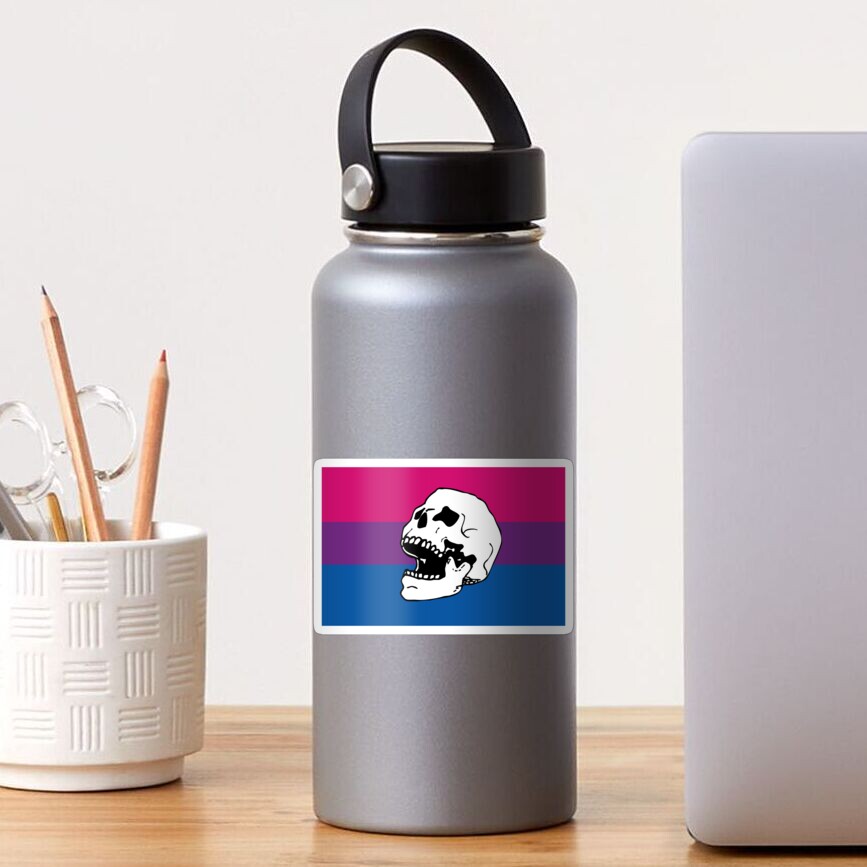 bi pride flag skull Sticker