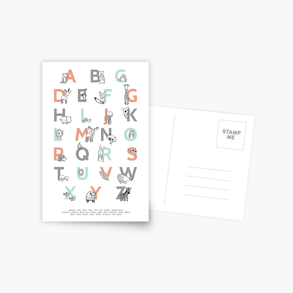 Animal Alphabet Postcard