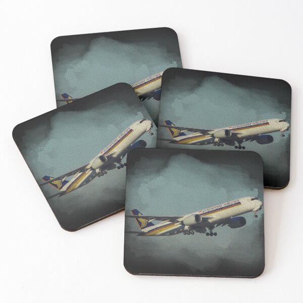 Item preview, Singapore airlines Airplane Taking Off Watercolor Black Background designed and sold by FDbubble1986.