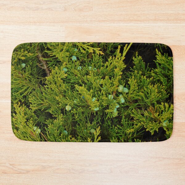 Item preview, Evergreen Juniper Tree Branches And Berries Photo Fabric Pattern Horizontal designed and sold by H3designs.
