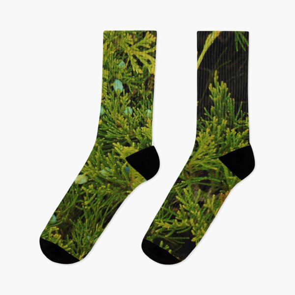Item preview, Evergreen Juniper Tree Branches And Berries Photo Fabric Pattern Horizontal designed and sold by H3designs.