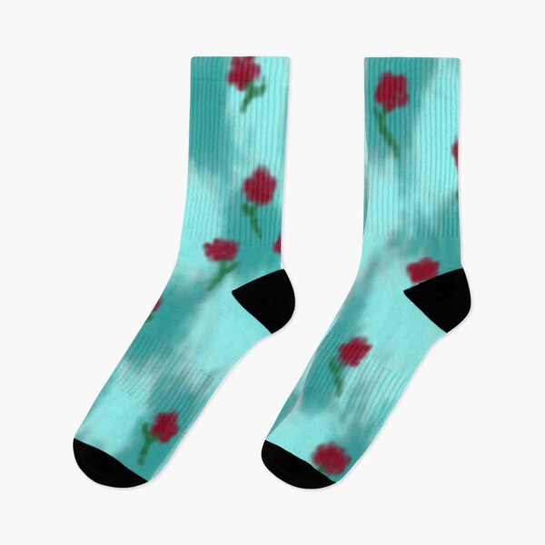Item preview, Aqua and Teal Background with Burgundy Flowers and Green Stems designed and sold by DesignsByMuriel.