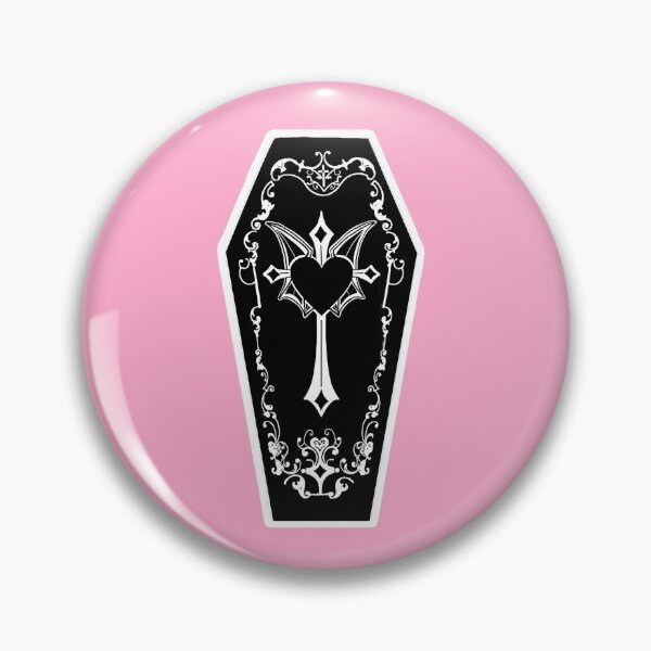 Item preview, Goth Gothic Casket Cross Heart Batwings (Pink)  designed and sold by vamprotica-shop.