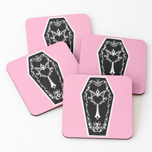 Item preview, Goth Gothic Casket Cross Heart Batwings (Pink)  designed and sold by vamprotica-shop.