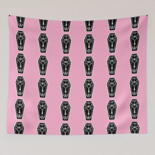 Item preview, Goth Gothic Casket Cross Heart Batwings (Pink)  designed and sold by vamprotica-shop.