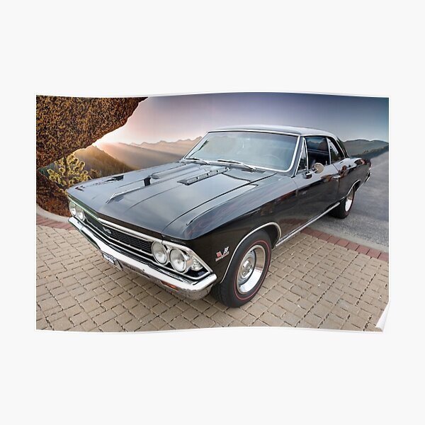 1966 Chevelle SS and Sierra Nevada Mountains Poster