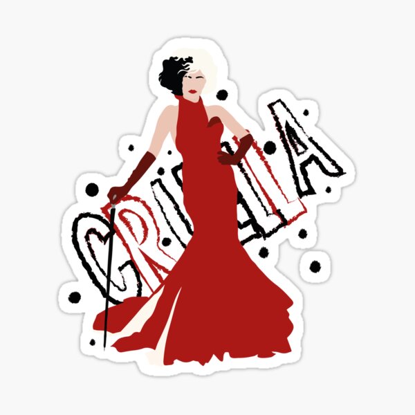 Punk Cruella minimalist red and black Sticker