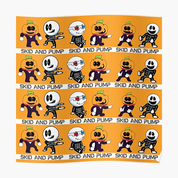 Skid And Pum Dancing Skid And Pum Happy Halloween Skid And Pum Friday Night Funkin Skate And Pump Sempai Skid Y Pump Fnf Pattern Design Pattern Design Skid And Pump Cute Designs Poster By Mycutedesings 1