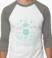 UFO in dunkler Nacht. Baseballshirt mit 3/4-Arm