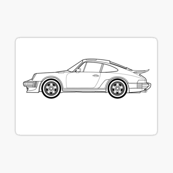Sticker / sticker, Porsche 911 F-type, white, 1969-1973 sketch side view