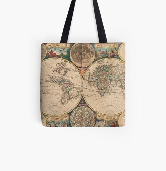Vintage Map of The World (1672) 2 All Over Print Tote Bag