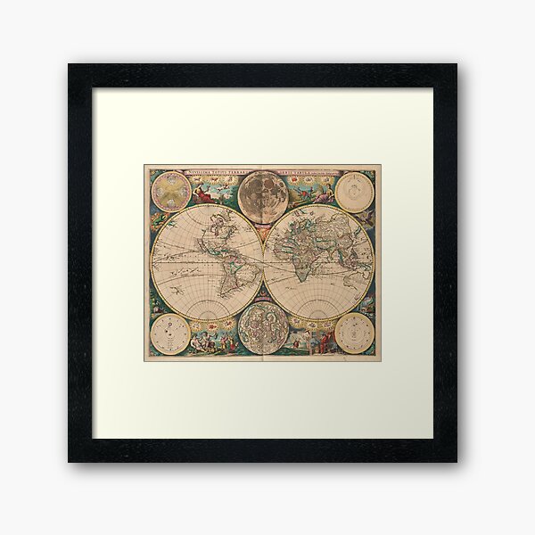 Vintage Map of The World (1672) 2 Framed Art Print