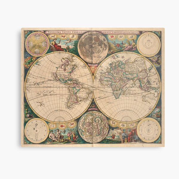 Vintage Map of The World (1672) 2 Metal Print