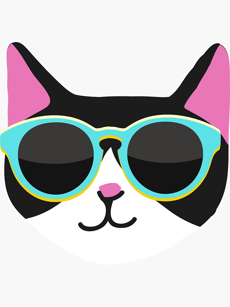 "cat wearing sunglasses" Sticker by TesseractPro | Redbubble