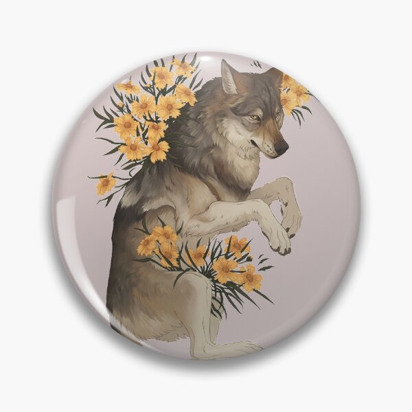 Item preview, Beautiful wolf with orange flower art-t shirt ,stickers designed and sold by Annelley.
