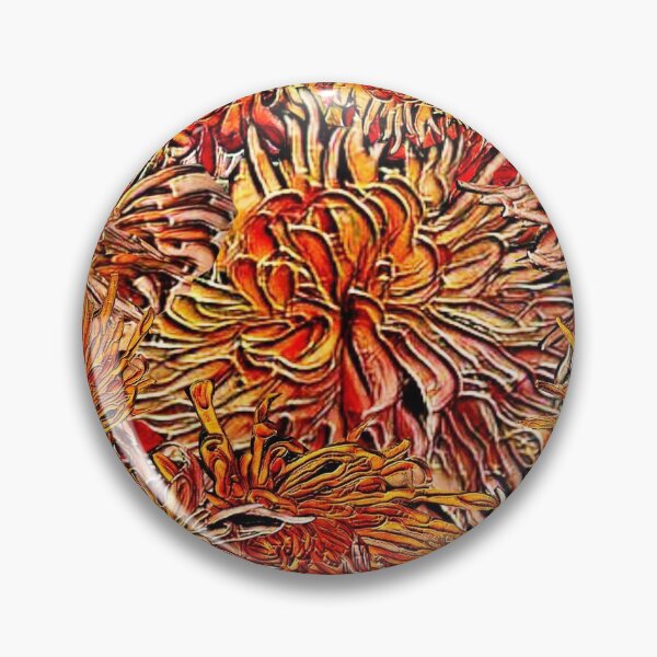 Artikelvorschau, Chrysanthemenstrauß, warmes Orange, Farbtrend des Jahres, endloses Muster entworfen und verkauft von Maria Mihailova.