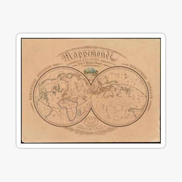 Item preview, Vintage Map of The World (1839) designed and sold by BravuraMedia.