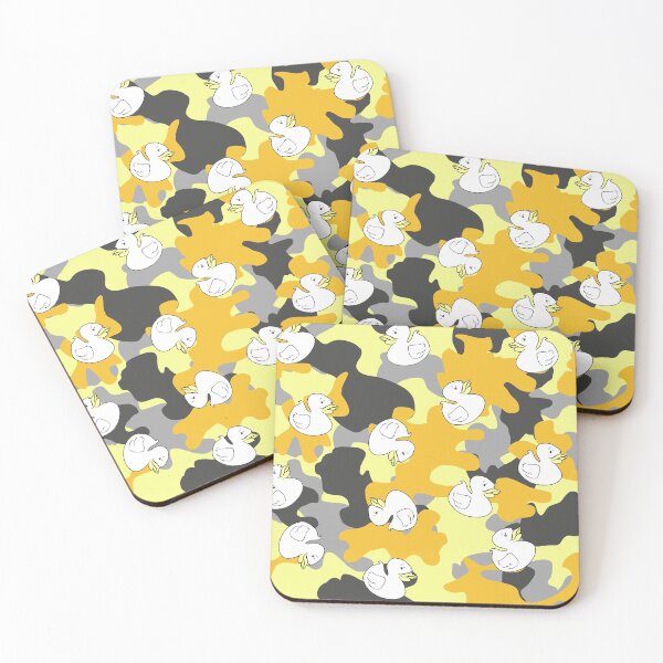 Item preview, Plastic duck toy on yellow military background designed and sold by Elena Ivan - Papadopoulou.