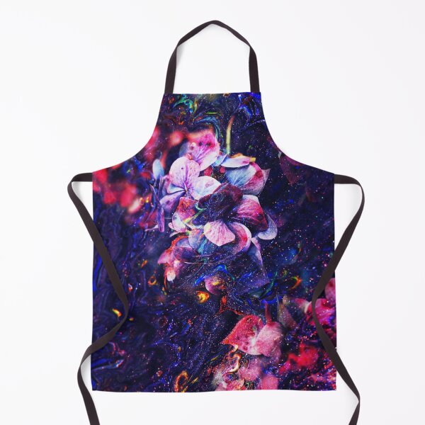Item preview, “La vie en rose” Floral plant collage of a hydrangea wrapped in blue and pink particles with wavy spectral colors designed and sold by N-o-r-d-l-y-s.