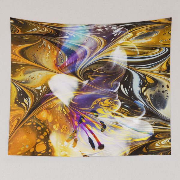 Item preview, "Tiger Lily" Floral Plants Collage of a blooming lily wrapped in golden waves designed and sold by N-o-r-d-l-y-s.