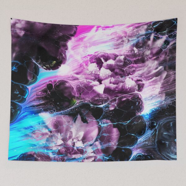 Item preview, "Rose Blanche" Floral plant collage of a blooming peony wrapped in pink and blue waves designed and sold by N-o-r-d-l-y-s.