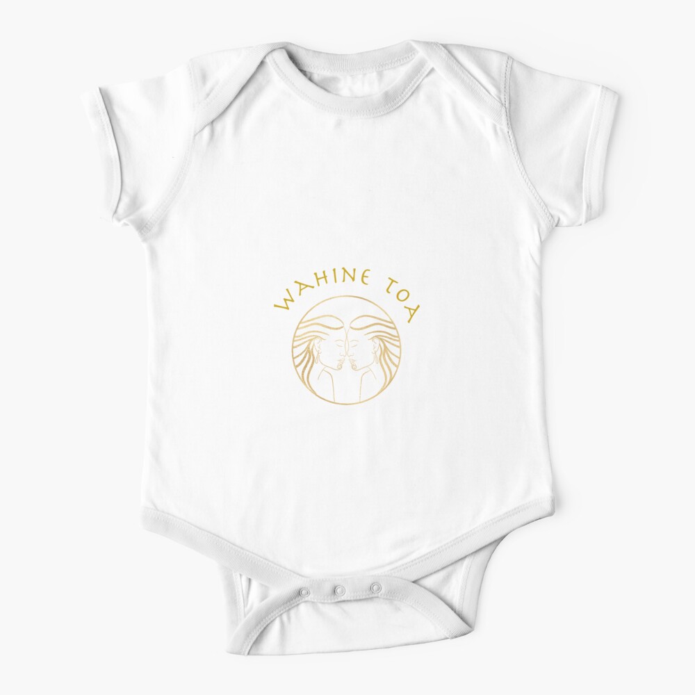Gold Wahine Toa with writing | Baby One-Piece