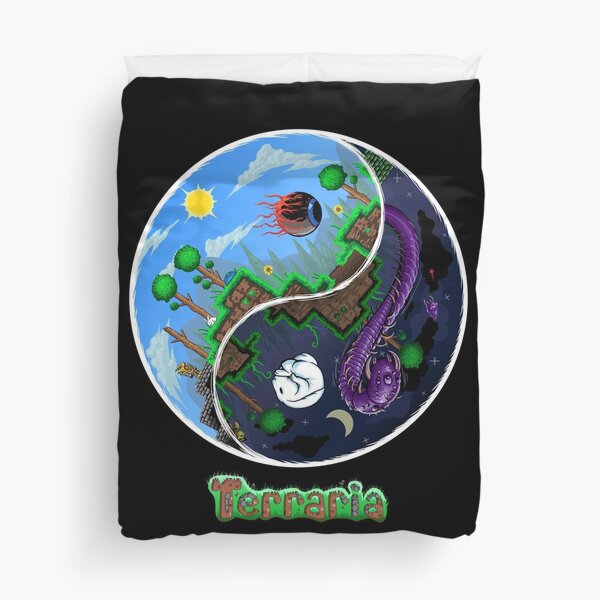 Terraria Game Night And Day Horror Design Duvet Cover