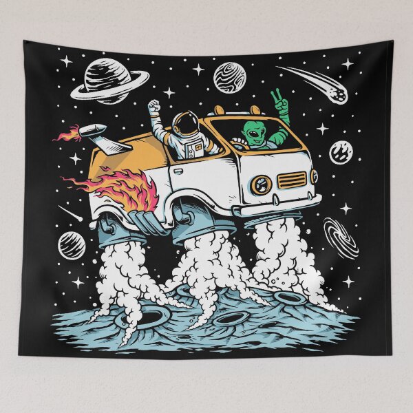 Item preview, Astronaut Alien Drive Space Car Illustration designed and sold by Peekonet.