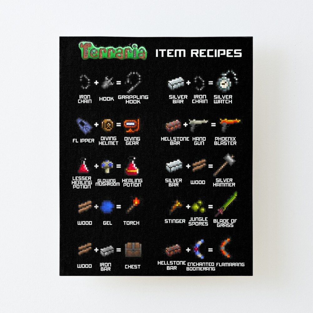 Terraria Game All Weapons Item Recipes