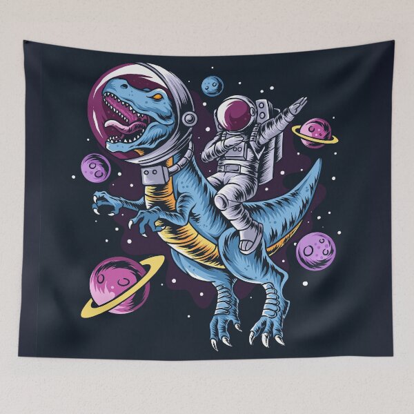 Item preview, Astronaut Drives T-Rex Dinosaurs Outer Space Full Stars Planets Editable Layers Artwork designed and sold by Peekonet.