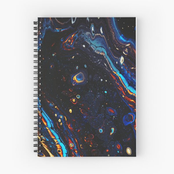 Item preview, “Jiro Avaratra” abstract, colored collage of iridescent waves, drops and water elements in cyan, blue and oranges on black designed and sold by N-o-r-d-l-y-s.