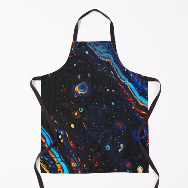 Item preview, “Jiro Avaratra” abstract, colored collage of iridescent waves, drops and water elements in cyan, blue and oranges on black designed and sold by N-o-r-d-l-y-s.