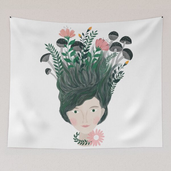 Item preview, Spring plant women portrait illustration designed and sold by PinkNounou.