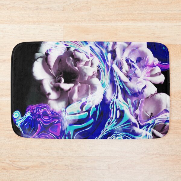 Item preview, "Liquid Crystals" Floral Plants Collage of blooming roses wrapped in pink and blue waves designed and sold by N-o-r-d-l-y-s.