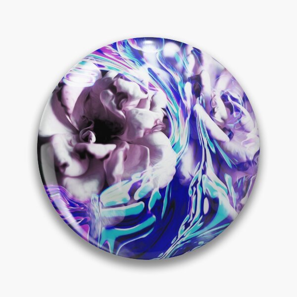 Item preview, "Liquid Crystals" Floral Plants Collage of blooming roses wrapped in pink and blue waves designed and sold by N-o-r-d-l-y-s.