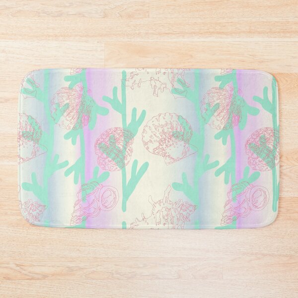 Item preview, Seashells seaweed pattern pearl in mint and orange designed and sold by Breurs.