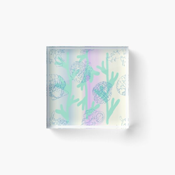 Item preview, Seashells seaweed pattern pearl in mint and blue  designed and sold by Breurs.