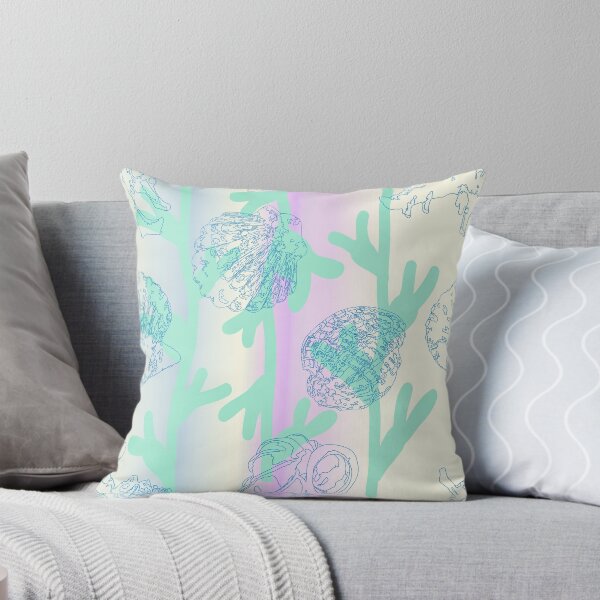 Item preview, Seashells seaweed pattern pearl in mint and blue  designed and sold by Breurs.