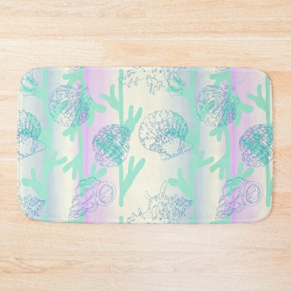 Item preview, Seashells seaweed pattern pearl in mint and blue  designed and sold by Breurs.
