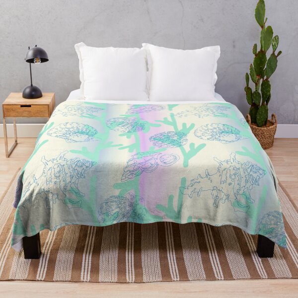 Item preview, Seashells seaweed pattern pearl in mint and blue designed and sold by Breurs.