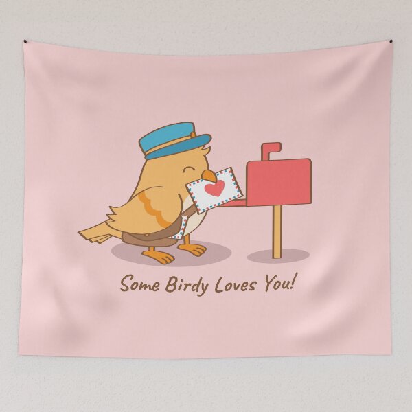 Item preview, Cute Bird Postman Some Birdy Loves You Pun designed and sold by rustydoodle.