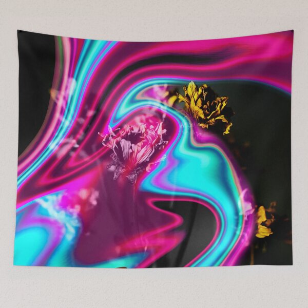 Item preview, "The Secret Garden" Floral Plants Collage of blooming carnations wrapped in a mist of pink and turquoise designed and sold by N-o-r-d-l-y-s.