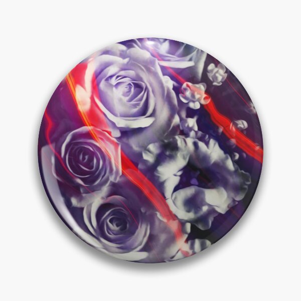 Item preview, "Thunder and Roses" Floral Plants Collage of blooming roses wrapped in a mist of violet and neon orange designed and sold by N-o-r-d-l-y-s.