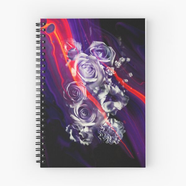 Item preview, "Thunder and Roses" Floral Plants Collage of blooming roses wrapped in a mist of violet and neon orange designed and sold by N-o-r-d-l-y-s.